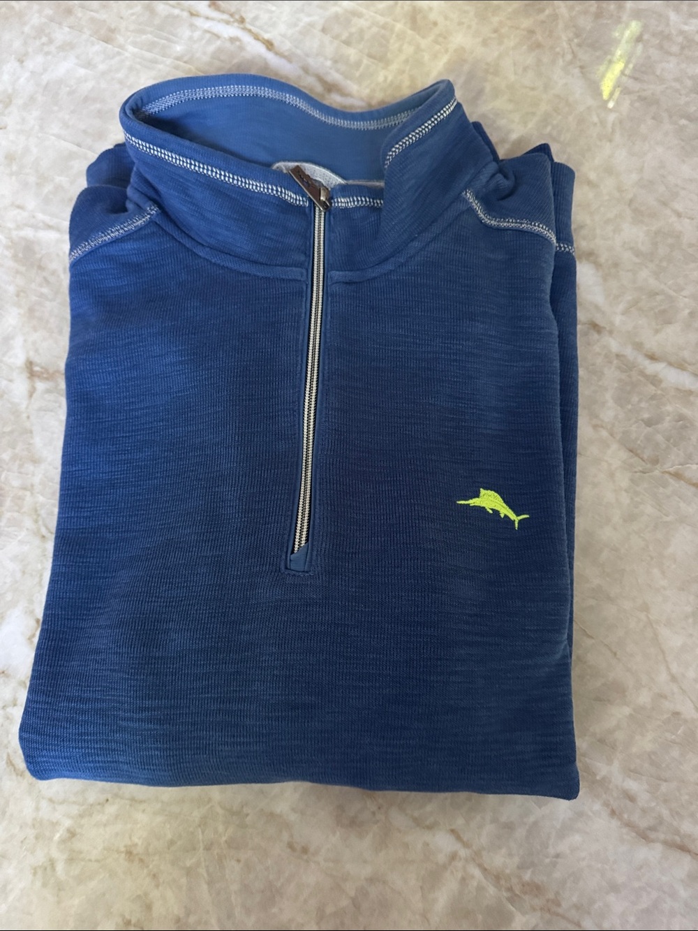 Tommy Bahama Navy Blue Quarter-Zip Pullover with Lime Logo